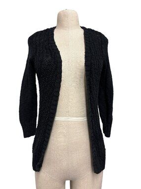 Vintage Mossimo Supply Co 2013 Cotton Open Knit Cardigan Black Boho Minimalist S